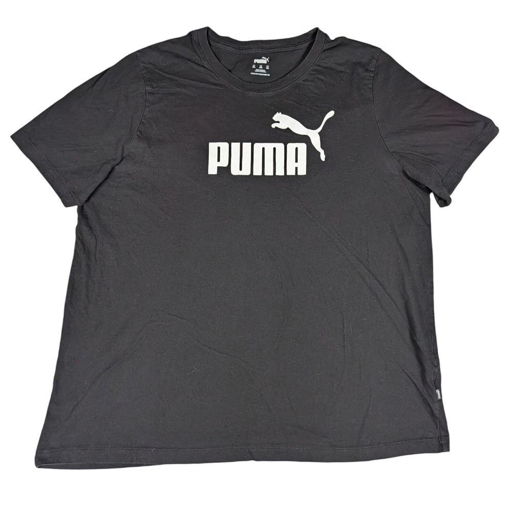 Puma T-Shirt Mens 3XL Black Graphic Logo Crew Neck Athletic Excellent